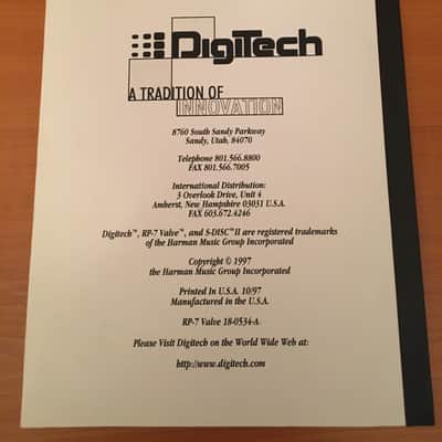 DigiTech RP-7 Tube Guitar Processor with Whammy/Harmonizer, Original Adaptor, Extra Valve, Gig Bag, Manual, 100% Like New image 14