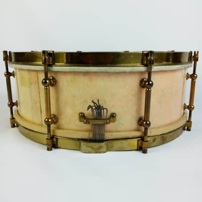 Leedy Pink/Rose Marine Pearl 5x14" 8-Tube Lug Indianapolis Snare Drum Nobby Gold image 7