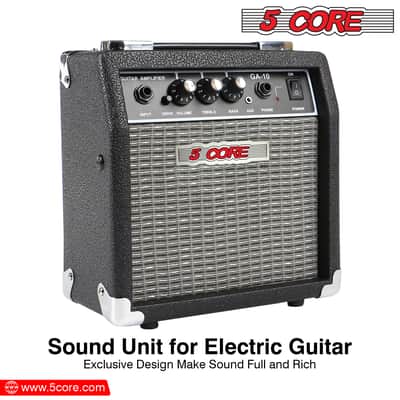 5 Core Guitar Amplifier 10 Watt Electric and Acoustic Amp for Practice with Inbuilt Speaker Aux Input Volume Bass Treble Control Amp GA 10 BLK image 10