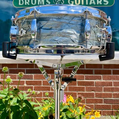 1960s Camco Oaklawn 5x14 Tuxedo Snare Drum Sky Blue Pearl 4 Ply image 2