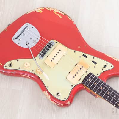1963 Fender Jazzmaster Pre-CBS Vintage Guitar Fiesta Red w/ Blonde Case image 9