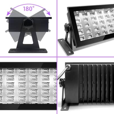 2-Pack 120W Led Black Light Outdoor, Led Blacklight With Plug, Ip66 Waterproof Black Floodlight For Halloween Decor, Glow Party, Stage Lighting, Fluorescent Poster, Etc. image 2