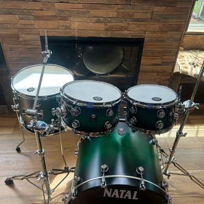 Natal Cafe Racer drum set satin green burst image 4