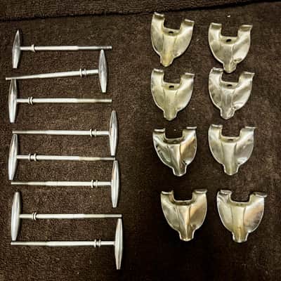 Eight Gretsch Round Badge Era Bass Drum Tension Rods & Claws, Original Washers - 1960s image 2