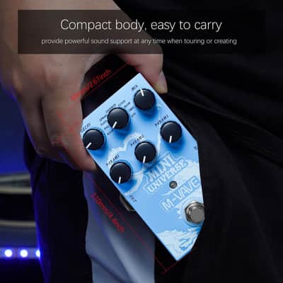 M-VAVE Mini Universe Pro Guitar Reverb Pedal - 9 Digital Effects (Room/Hall/Plate/Spring/Shimmer/Cloud/Bloom/Swell/Lo-Fi), True Bypass, Dual Power, Compact Metal Housing for Electric Guitar & Bass image 5