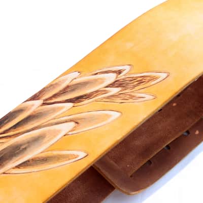 burnyblack custom guitar strap leather - osprey yellow image 17