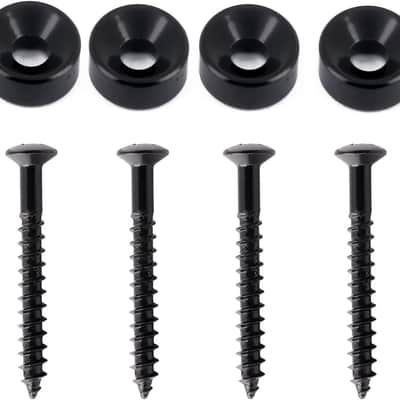 Guitar Neck Joint Bushings and Bolts Mounting Ferrules Metal with Mounting Screws for Electric Guitar or Bass Guitar Black 4Pcs. image 1