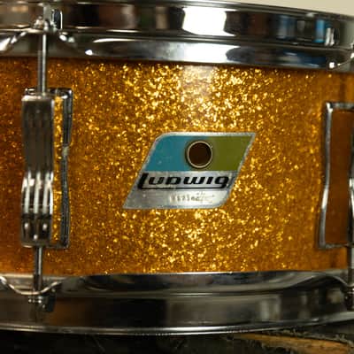 1970s Ludwig 5x14 Gold Sparkle Jazz Festival Snare Drum image 8