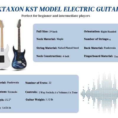 Ukscs Maple Lightning Style White Electric Guitar +Strap+ Cord+ Gigbag+ Picks image 4