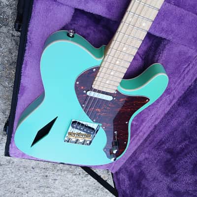 Custom Tele  Double binding Chamber body double binding surf green satin image 6