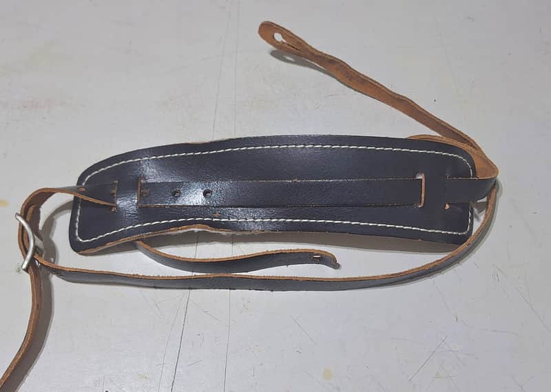 Original 1954-55 Fender Stratocaster Telecaster Black Leather Strap image 1