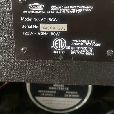 Vox AC15CC1 Custom Classic 15-Watt 1x12" Guitar Combo 2006 - 2010 - Black image 3