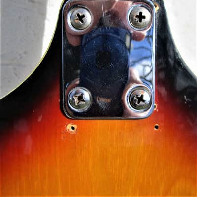 Beatle Bass Copy, 1960's, Japan, Scroll Headstock, Sunburst, Case image 10