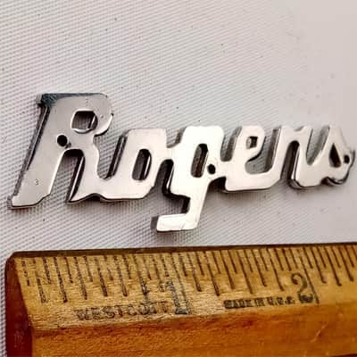 Rogers Script Logo Badge Vintage60s Holiday/Powertone Cleveland/Dayton/Fullerton image 1