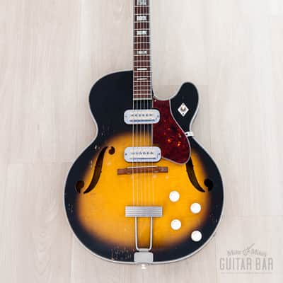 1966 Harmony Meteor H70 Vintage Guitar Sunburst w/ Maple Top & DeArmond Gold Foils image 2
