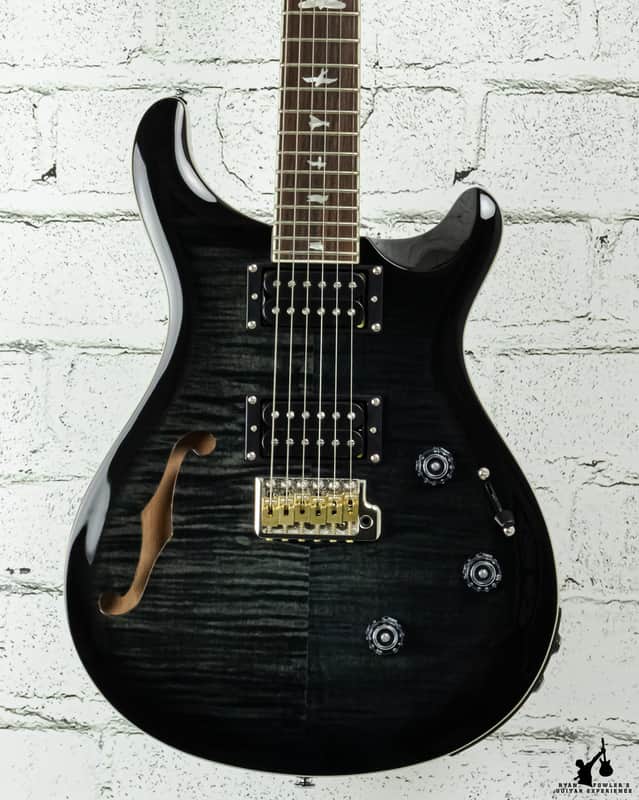 PRS SE Custom 24 Semi-Hollow Piezo Charcoal Burst w/ bag (#6521) image 1