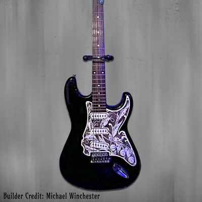 Engraved Cherry Wood Pickguard & Free Tremolo Cover Design #3 for Fender Stratocaster SSS, HSS, HSH Setups Available image 5