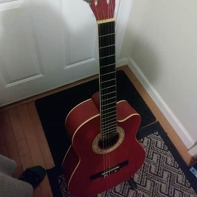 Sojing Electric/Acoustic Classical Guitar Cherry Matte Finish - New image 8