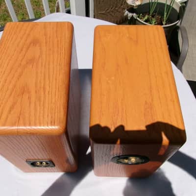 Pickup Mass Vintage Focal Bookshelf Speakers w Custom Solid Oak Cabintets France image 6