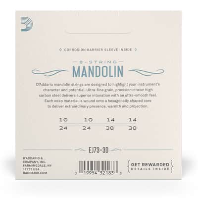D'Addario EJ73 Phosphor Bronze 10-38 Mandolin Strings, Loop End, 3-Pack image 3
