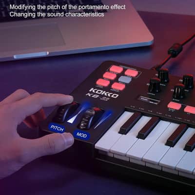 KOKKO MIDI Controller Keyboard, Mini 25 Key With 8 Backlit Drum Pads, 8 Knobs and Pitch Bend Wheel, Modulation Wheel for Music Production, Cubase LE Software Included (Price includes the import duty for US buyer) image 3