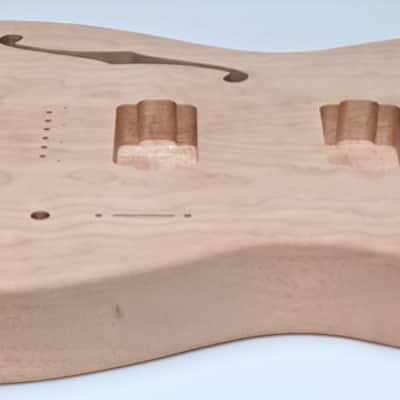 Shepard Custom Guitars Custom Telecaster Body Semi-hollow Backroute Quilted Maple Top On 1pc Mahagony 2023 - Unfinished image 7