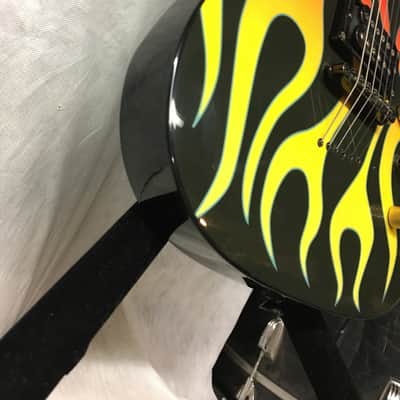 B.C. Rich ASM body art collection "Torchy" Black with flame graphic image 6