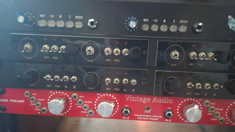 Vintage Audio M12 Quad Mic Preamp - 4-Channel Discrete API-Style Preamp - Black image 1