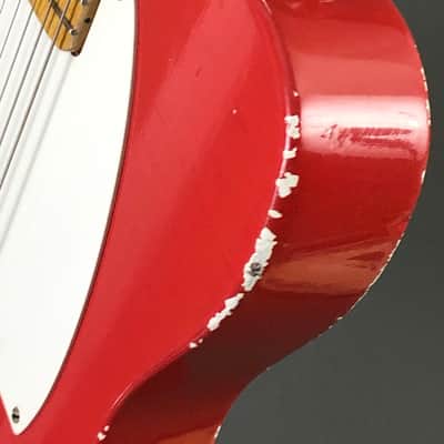 LEFTY! Vintage Boutique Custom Relic TL51 Nocaster Fiesta Red Nitro Lacquer Tele Guitar 1/4 Sawn Made in USA Klein Pickup 7 lb HSC image 5