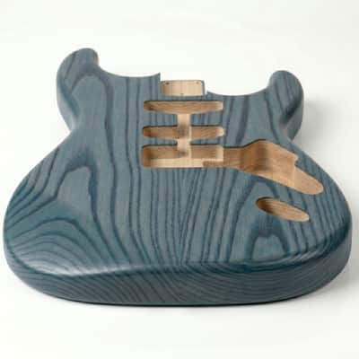 Stratocaster Guitar Body, Blue Stained Ash Body, Right & Left Handed, HHH HSS SSS Pickup Routing, Custom Strat Replacement Body image 4