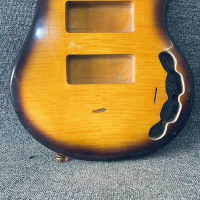Tobacco Burst Basswood MM SingRay Style Bass Body with Tiger Maple Top image 5