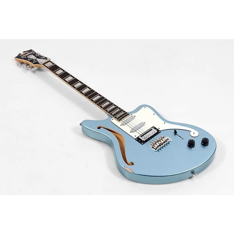 D'Angelico Premier Series Bedford SH Limited-Edition Electric Guitar With Tremolo - Ice Blue Metallic image 1