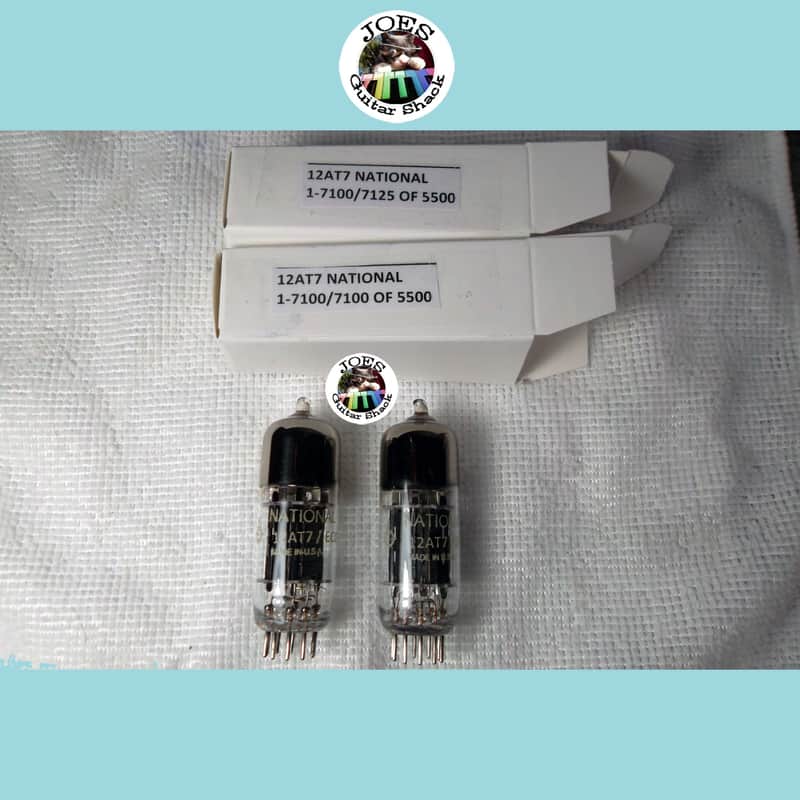 1960's National 12AT7 6201 ECC81 Triple Mica Long Black Ribbed Plate "Super Strong Match Pair Tubes" 7000+ of 5500 = 120% The Best Sounding 12AT7 & Extremely Rare For Guitar Bass & Hi Fi Amps! #61 image 1
