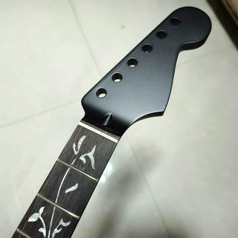 Matte Black Guitar Strat Style Maple Neck, Rosewood 22 Frets Fingerboard, Tree of Life Inlay image 1