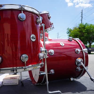 DW USA Collectors Series 3pc Pure Cherry Wood Bop Shell Pack - Candy Apple Red Lacquer Custom | 12", 14", 18" image 8