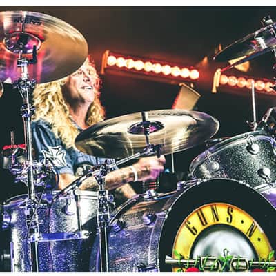 Frank Ferrer's Guns 'n' Roses, Steven Adler "Not In This Lifetime" Tour, DW Collectors 2010s - Silver Sparkle Lacquer. Complete Set! Signed by Whole Band!! image 10
