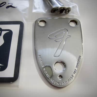 Fender Three Bolt Neck Plate with Original Screws Authentic Vintage Guitar Part Circa-1976-1981-Chrome image 3
