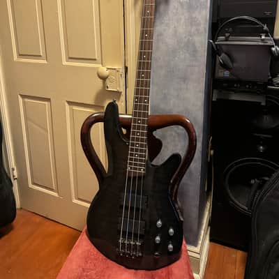 Ibanez  soundgear bass guitar emg pickups. translucent charcoal image 1