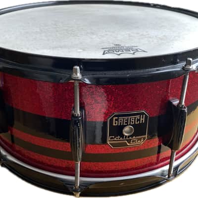 Gretsch Catalina Club Series 14x6.5 Mahogany Snare Drum - Red Sparkle w/ Black Rally Stripe Wrap image 1
