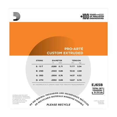 D'Addario Ukulele Strings EJ65B Bariton Nylon 28-34-30-35 - Strings image 4