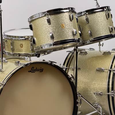 Ludwig Blue Note drum set. VIDEO. Pre serial. COB rims. Full set 12/12/16/18/22/22/5x14/6 & 8” bongos and canister throne image 3