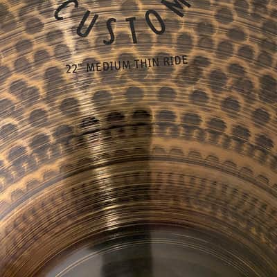 Meinl 22" Pure Alloy Custom Medium Thin Ride Cymbal 2020 - Present - Traditional image 2