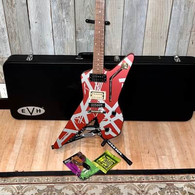 New EVH Striped Series Shark Burgundy/Silver Stripes, Package Deal Includes: EVH Fitted Hard Shell Case & Extras, Best Deal On The Planet Ships Fast, Buy It Here ! image 24