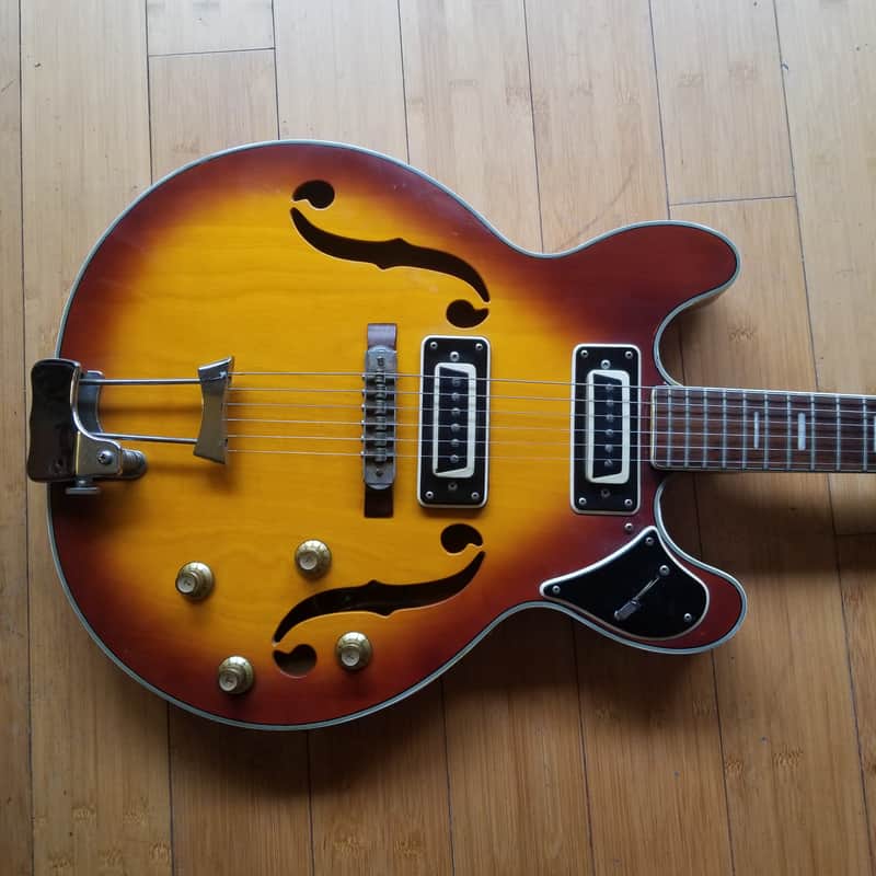 Univox Coily ES-335 Style Semi Hollowbody 1969 Sunburst-Japan- image 1