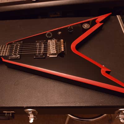 Dean Dimebag Darrell Razorback Flying V Pantera Signature Dime Guitar Black Red Bevels + Hard Case image 11
