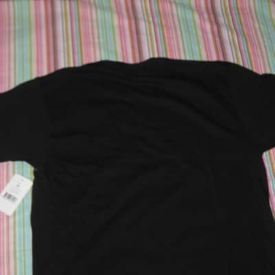 new (old stock) A+ shape with paper hang-tag & clear plastic packaging genuine Fender American Original Whammy Short Sleeve T-Shirt, Size Medium (M), part # (p/n): 9123013025, SHIRT: Black 100% Cotton / GRAPHIC: White, Gray, Silver image 15