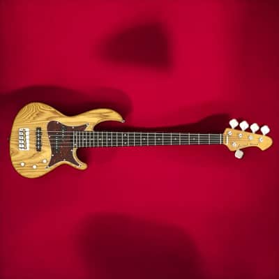 Aria Pro II 313MKII/5-OPN Detroit 5-String Electric Bass Guitar â€“ Ash Body, Roasted Maple Neck, Bolt-On, Open Pore Natural Finish image 8