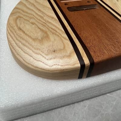 AAAAA Handcrafted 9-Piece Guitar Body Ash & Mahogany Satin Natural Wood Grain image 2