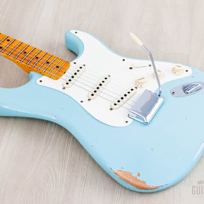2023 Fender Custom Shop Limited Edition 1957 Stratocaster Relic Faded Daphne Blue w/ Case, COA, Tags image 10