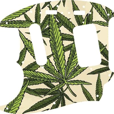 WD Custom Pickguard For Left Hand Fender 1990's Jag-Stang #GC02 Cannabis Leaf Graphic